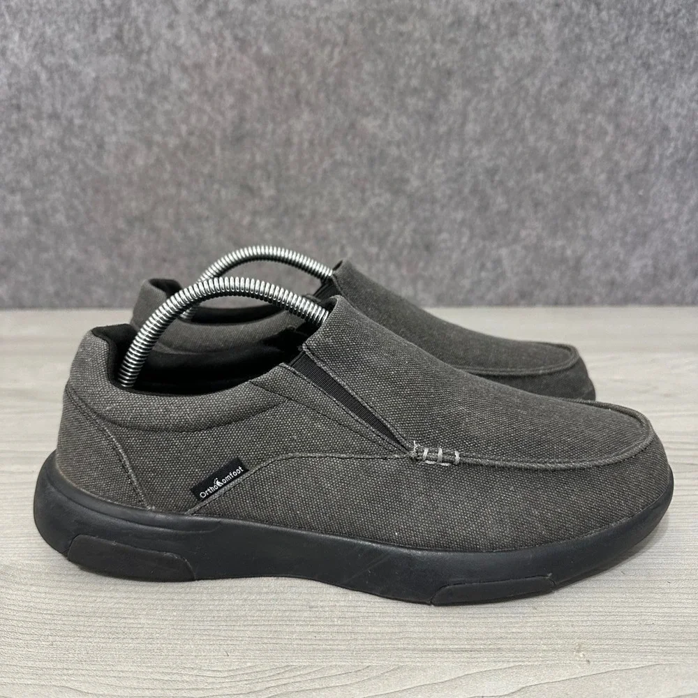 OrthoComfoot‎ ZGBX02 Loafers Mens 42 US 9 Gray Canvas Slip On Orthopedic Shoes